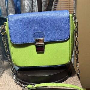 ClaudiaG Tiny Leather Handbag 
Vibrant Crossbody Bag in Blue and Green
